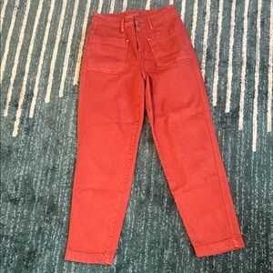 Stylish Red Cropped Jeans